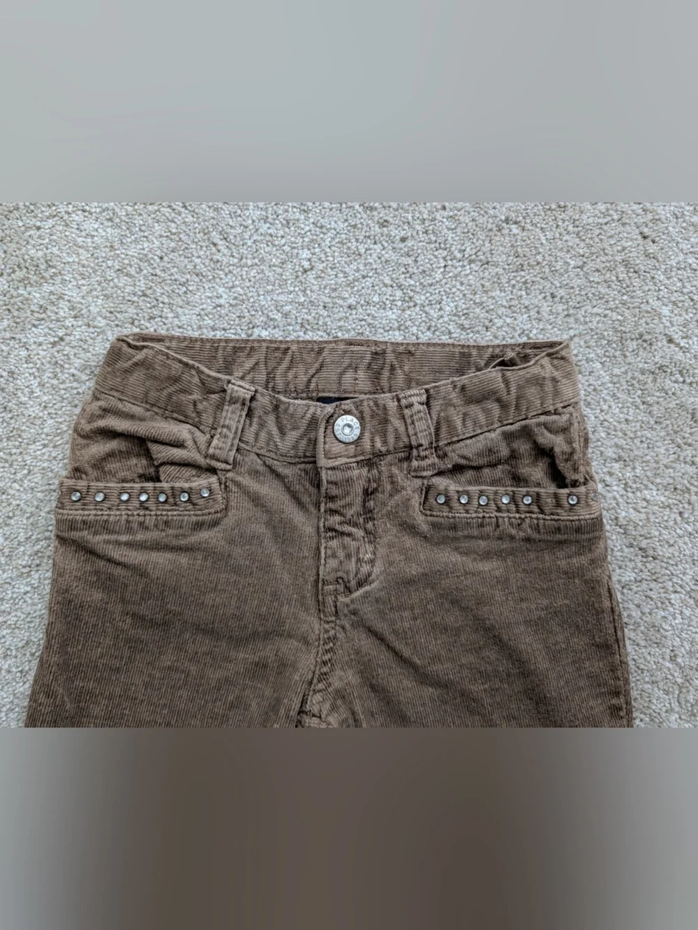The Children's Place Brown Cord Flare Pants with Studded Pockets